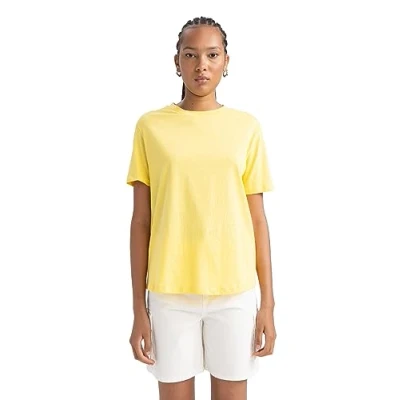 Abbildung von DeFacto Damen B0642ax T Shirt, Gelb, M EU