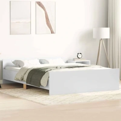 Abbildung von vidaXL Bettgestell, Bettrahmen mit Lattenrost, Bett Gästebett Kopfteil Fußteil, Doppelbett Schlafzimmerbett Schlafzimmermöbel, Weiß 120x200cm