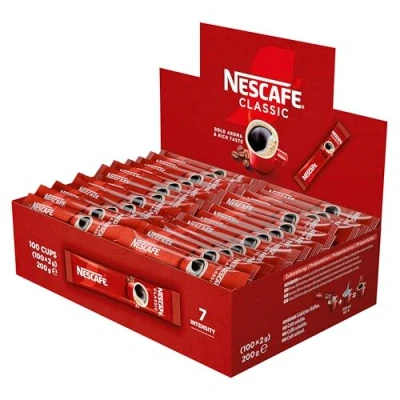 Abbildung von NESCAFÉ Classic Sticks, löslicher Bohnenkaffee in praktischen Einzelportionen, kräftiger Geschmack und intensives Aroma, 200g, 100er Pack (100 x 2g)