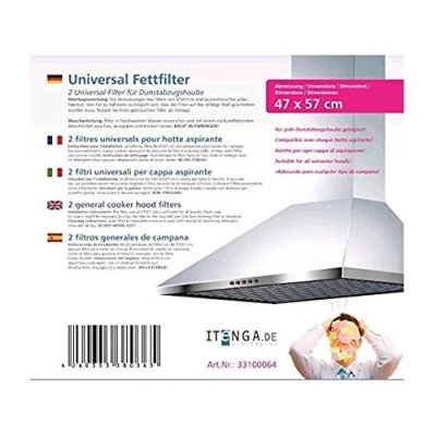 Abbildung von itenga 2X Universal Dunstfilter/Fettfilter für Jede Dunstabzugshaube geeignet zuschneidbar 47x57cm Flachfilter 2er Set