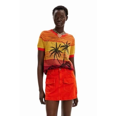Abbildung von Desigual PALM TREE Tshirt print, Damen, Größe: Large, Orange