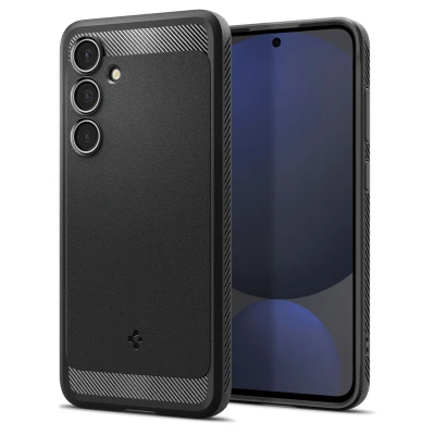 Abbildung von Samsung Galaxy S24 FE Hülle Silikon Spigen Backcover/Soft Case Handyhülle Schwarz Shockproof/Stoßfest