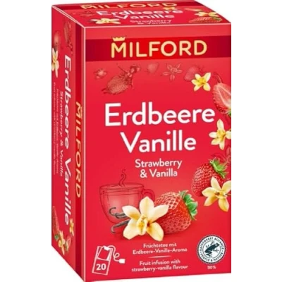 Abbildung von MILFORD Erdbeere Vanille Früchtetee mit Aroma 20 Teebeutel