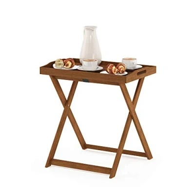 Abbildung von Furinno Tioman Outdoor Tablett Tisch, Natur, 40,13 x 62,23 67,56 cm