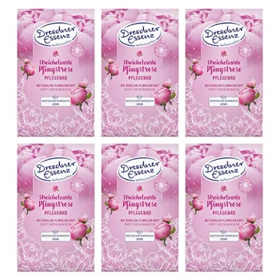 Abbildung von 6er Pack Dresdner Essenz Pflegebad Streichelzarte Pfingstrose 6 x 60 g Badezusatz vegan