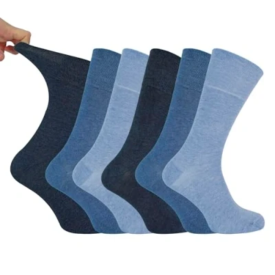 Abbildung von IOMI Footnurse Diabetiker Socken für Herren, Baumwolle, nicht elastisch, mit Wabenmuster, 6 Paar, blau, 12 14