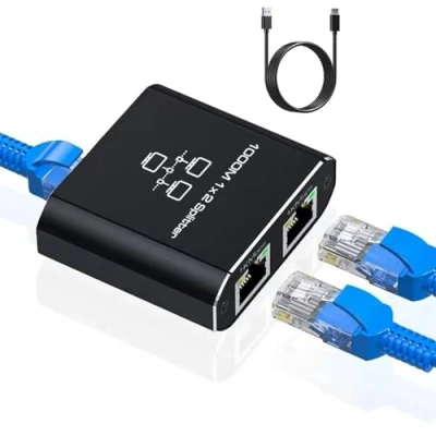 Abbildung von LAN Splitter 1 auf 2 1000 Mbit/s Ethernet Port Gigabit Netzwerk Switch, Switch mit Type C Stromkabel für Computer, Hub, Router, ADSL, Set Top Box, Digital TV usw.