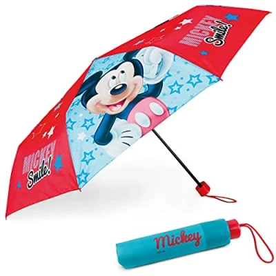 Abbildung von Regenschirm Kinder Mickey Mouse BONNYCO Sturmfest mit Verstärkter Struktur Klappschirm für Tasche, Rucksack oder Reise Klein Jungen Geschenke