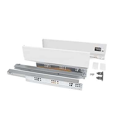 Abbildung von Emuca Schubladen Kit für Küche und Bad, H. 178 mm, T. 500 40 Kg, sanftes Schließen, Panels nicht enthalten, Stahl, Weiß