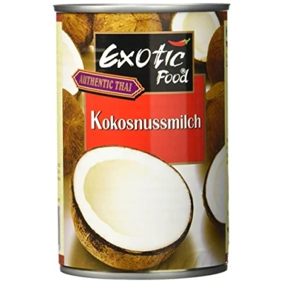 Abbildung von Exotic Food Kokosnussmilch, Fettgehalt: ca. 18%, 400ml, 2er Pack (2 x 400 ml Packung)
