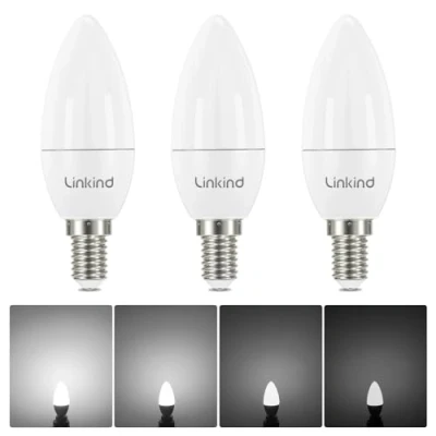 Abbildung von Linkind Dimmbar E14 LED Kerze Lampe Kaltweiß 5000K, 5W ersetzt 40W Glühlampen, 470 Lumen B35/C35 Kerzenlampe mit 280 Strahlwinkel, Kein Flackern, 3 Stück