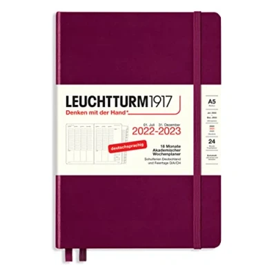 Abbildung von LEUCHTTURM1917 365814 Akademischer Wochenplaner Medium (A5) 2023, 18 Monate, Port Red, Deutsch