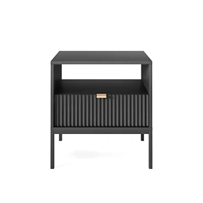 Abbildung von Selsey Vellore Nachttisch, Holzwerkstoff Edelstahl, Schwarz, 54 cm breit