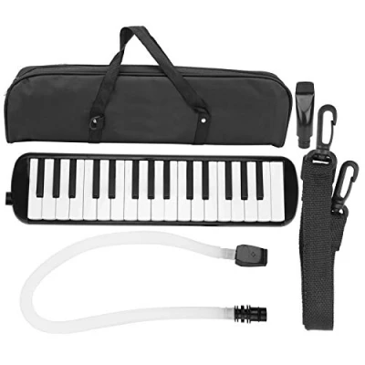 Abbildung von 32 Klaviertasten Melodica Pianica Tube Lange Flexible mit Mundstück Blowpipe Tragetasche(Schwarz) Blasinstrument Musikinstrument