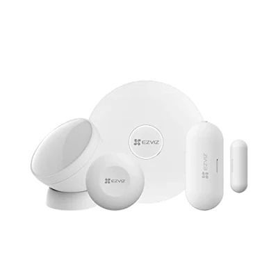 Abbildung von EZVIZ Home Sensor Kit, Gateway, PIR Sensor, Öffnungs /Schließsensor und Smart Taste, zur Personenerkennung oder Kontrolle Aller intelligenten Geräte, Sprachalarme, Push Nachricht(B1 Kit)