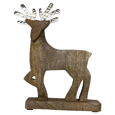 Abbildung von Dadeldo Living &amp; Lifestyle Hirsch Dekofigur Weihnachtsdeko Holz braun 23cm