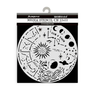 Abbildung von Stamperia Thick Stencils for Scrapbooks, Albums, Cards, Bullet Journalling, and More, Flexible Material, Easy to Clean, Perfect Crafts Gifting (Favourites Refresh, Cosmos Circle)