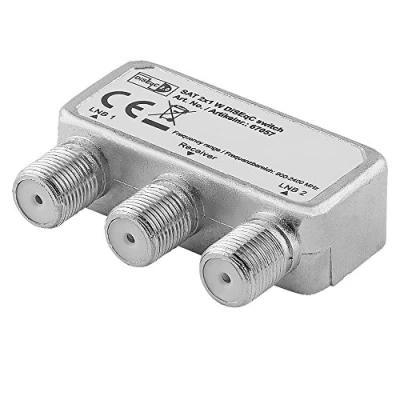 Abbildung von BestPlug Digital Sat Schalter Umschalter für Satelliten Anlagen, DiSEqC 2.0, 1 Receiver Anschluss und 2 LNB Anschluss, geeignet 3D SD HD FullHD UHD 4K, Metallausführung