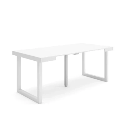 Abbildung von Skraut Home Ausziehbarertisch Multifunktionaler ausziehbarer 180 Für 8 Gäste Massivholz Beine Moderner Stil Weiß