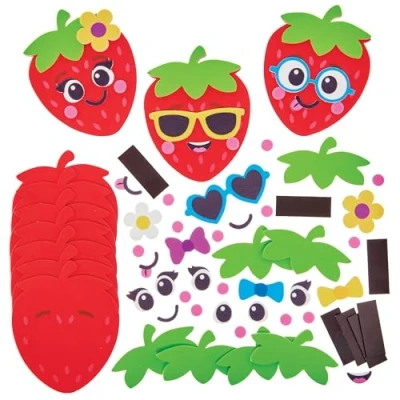 Abbildung von Baker Ross FN175 Erdbeer Mix &amp; Match Magnet Sets 10er Pack, Dekorations Bastelsets für Kinder