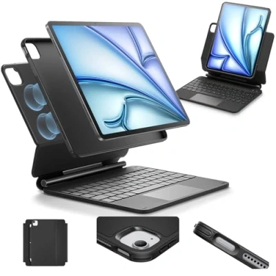 Abbildung von ESR Keyboard Hülle, für iPad Air 11 Zoll(M2 2024), Pro 11/Air 6/5/4, Magnetischer Ständer, Federnde Leuchttasten, Multi Touch Trackpad, Anthrazit