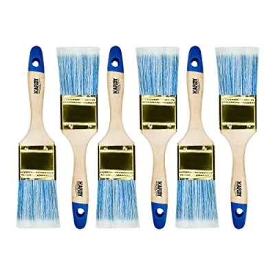 Abbildung von Hardy Flachpinsel Serie 42 zum Malen mit Acrylfarben und Lacken Effizient gleichmäßig deckend Synthetikborsten Holzstiel 6er Set Breite 50mm