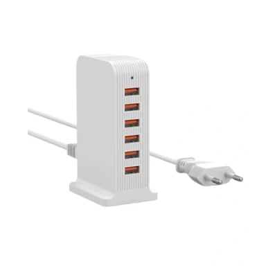 Abbildung von POANES 50W USB Ladegerät Mehrfach 6 Port Netzteile Handy Ladestation Weiß Steckdose für iPhone 15/14/13/12 Pro Max/Samsung Galaxy/Huawei/HTC/LG
