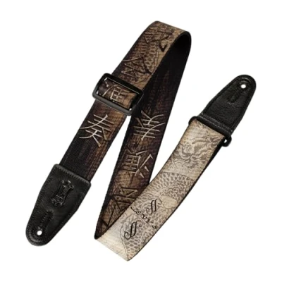 Abbildung von Levy&#039;s PD2‐012 Gitarrengurt aus Polyester (5,1 cm breit, Sublimationsdruck, Chinesische Symbole)