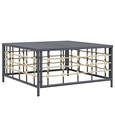 Abbildung von vidaXL Gartentisch, Garten Couchtisch Stahlrahmen, Terrassentisch Modulares Design, Beistelltisch Balkontisch, Anthrazit 70x70x34cm Poly Rattan
