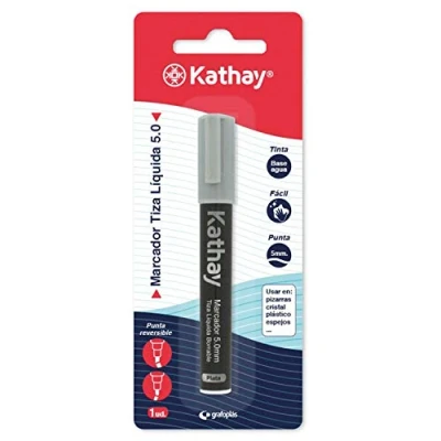 Abbildung von Kathay 86212675 Flüssigkreide Marker, radierbar, silberfarben, 5 mm Spitze, Tinte auf Wasserbasis, wendbare ideal für Tafeln, Glas, Kunststoffe oder Spiegel