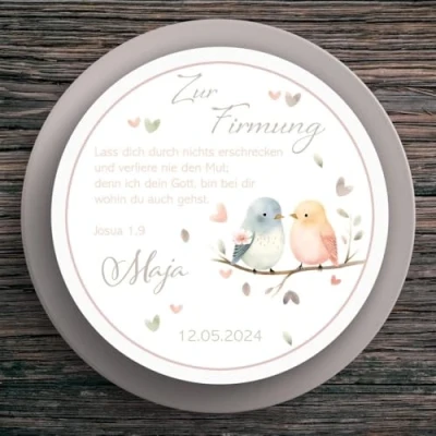 Abbildung von Tortenaufleger Firmung Vögel #1 Name &amp; Datum (20cm)