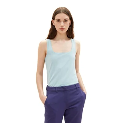 Abbildung von TOM Tailor Basic TOP WITH Square NECK Top, Damen, Größe: XL, Dusty mint blue