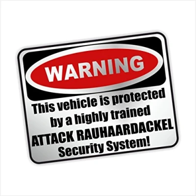 Abbildung von siviwonder Auto Aufkleber RAUHAARDACKEL Warning ALARMANLAGE Hundeaufkleber Silber metallic