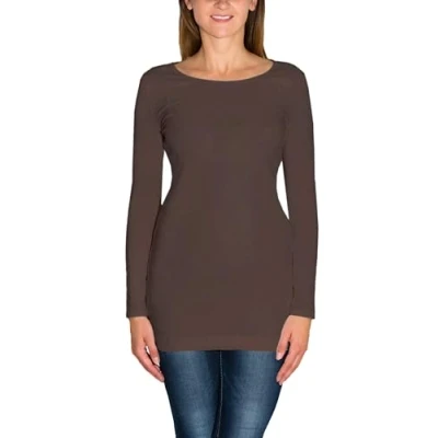Abbildung von Alkato Langarmshirt Damen Langarm Longshirt Tunika Basic Shirt