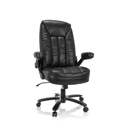Abbildung von hjh OFFICE 691020 XXL Drehstuhl Instructor III Kunstleder Schwarz Bürostuhl bis 220kg belastbar, Armlehnen klappbar