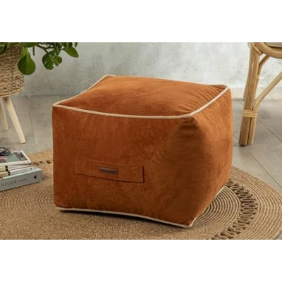 Abbildung von English Home Pouf Hocker, Quadratisch Sitzpouf, Hochwertiger Sitzhocker, Casha