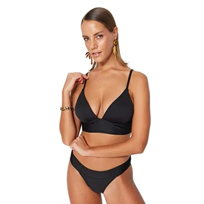 Abbildung von Trendyol Damen Textured Back Detailed Bikini Top, Schwarz, 44 EU