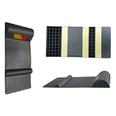Abbildung von Einparkhilfe Radstopper Parkmarkierung Parkmatte 53x25x5 cm mit Bremsschwelle Reflexstreife selbstklebend Positionsmatte Autostopper rutschfest perfekt für Garage