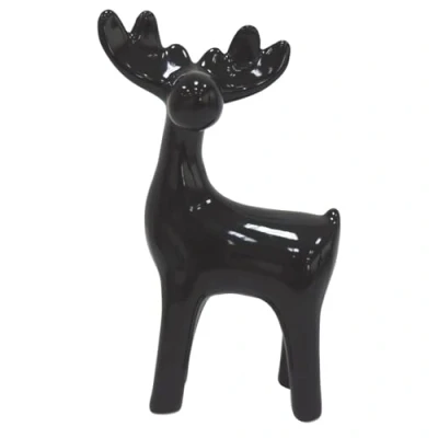 Abbildung von Dadeldo Living &amp; Lifestyle Dekofigur Hirsch Schwarz Steingut 15x10cm Weihnachtsdeko