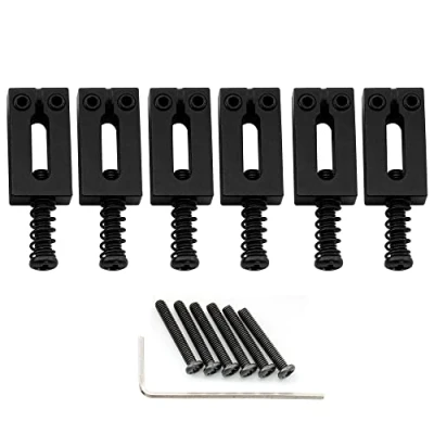 Abbildung von Musiclily Ultra 10,5mm Moderner Messing Saitenreiter Saddles für Strat/Tele Style E Gitarre, Schwarz (6er Set)