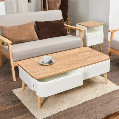 Abbildung von Menzzo Bergen Couchtische mit Stauraum, Holz/Weiß, L95 x T50 H35 cm