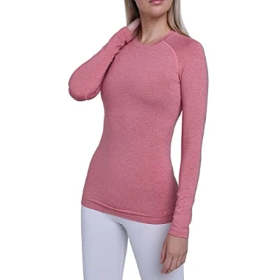 Abbildung von TCA Thermounterwäsche Damen Extra Warm Thermo Unterwäsche für Sport Thermoshirt Funktionsshirt Langarm Kompressions Laufoberteil Dunkelpink, XL