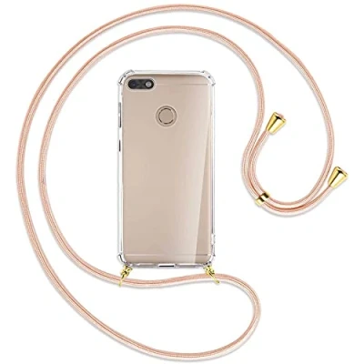 Abbildung von mtb more energy® Handykette kompatibel mit Huawei P9 Lite Mini, Y6 Pro 2017 (5.0&#039;&#039;) Rose Peach/Gold Smartphone Hülle zum Umhängen Anti Shock Full TPU Case