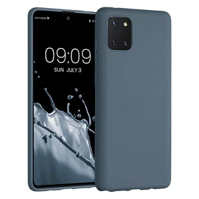 Abbildung von kwmobile Hülle kompatibel mit Samsung Galaxy Note 10 Lite weiches TPU Silikon Case Cover geeignet für kabelloses Laden Dunkler Schiefer