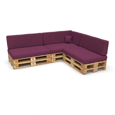 Abbildung von POKAR Palettenkissen Palettenauflagen mit abnehmbarem Bezug Palettenmöbel Palettensofa 8er Set: Sitzkissen 120x80 + Rückenlehne 120x40, Violett