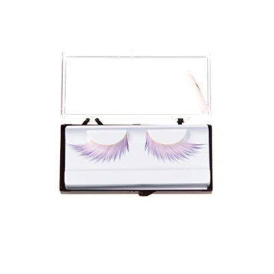 Abbildung von Eulenspiegel 000779 Künstliche Wimpern, Weiß/Lila, 1 ml Spezial Wimpernkleber, Anleitung, für Karneval, Mottoparty