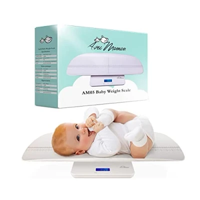 Abbildung von Avec Maman AM05 Babywaage NEU 2023 Digitale Baby Waage für Kleinkinder Große Oberfläche und Tara Funktion Digital Ideal untergewichtige/frühgeborene Babys bis zu 100 kg