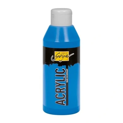 Abbildung von KREUL 84212 Solo Goya Acrylic primärblau, 250 ml Flasche, cremige vielseitig einsetzbare Acrylfarbe in Studienqualität, auf Wasserbasis, schnell und matt trocknend, gut deckend, wasserfest