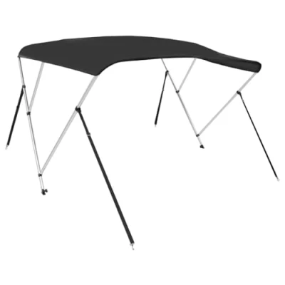 Abbildung von vidaXL 3 Bow Bimini Top, Bootsverdeck 4 verstellbare Nylonriemen, Sonnensegel Sonnenschutz für Boot, Sonnenverdeck Sonnendach, Schwarz 183x152x133cm