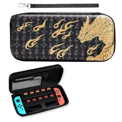 Abbildung von WUERKIYA Tasche kompatibel mit Nintendo Switch and OLED Niedliche Harte Tragetasche Hülle Case Schutzhülle Aufbewahrung für 10 Spiele Konsole &amp; Zubehör Schwarz